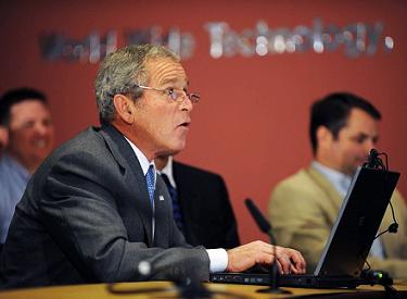 Bush on a video conference