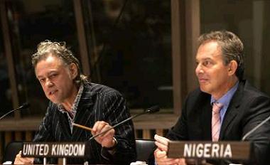 Bob Geldof and Tony Blair at the UN