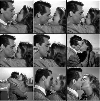 Cary Grant and Ingrid Bergman kiss in Notorious