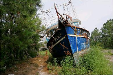 grounded fishing boat