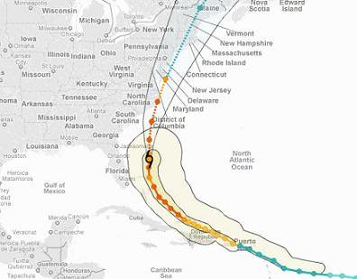 Hurricane Irene path