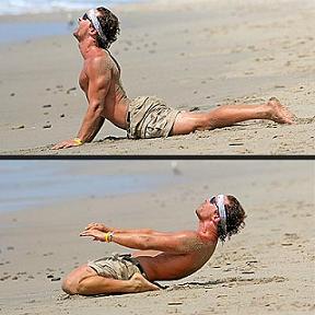 McConaughey does yoga on the beach