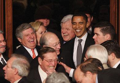 Obama surrounded by other, white Senators