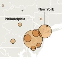 Phillies/Yankees fans map